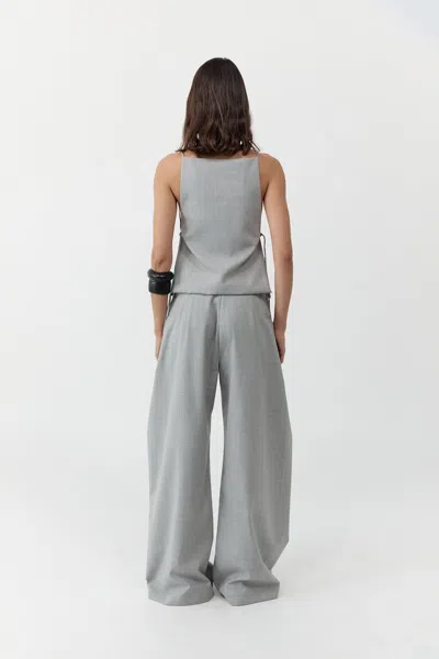 St Agni Tie-detailed Recycled Woven Top In Gray