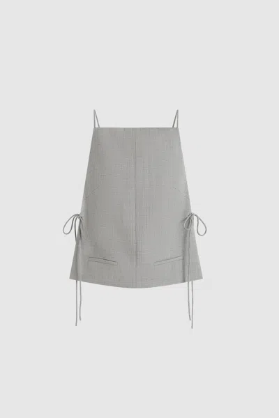 St Agni Tie-detailed Recycled Woven Top In Gray