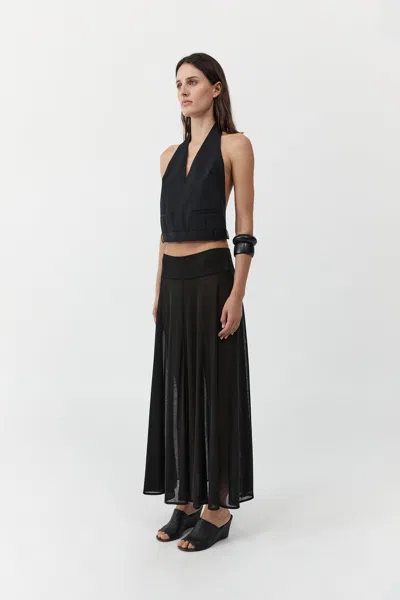 St Agni Upside Down Wool Halter Top Black In Black