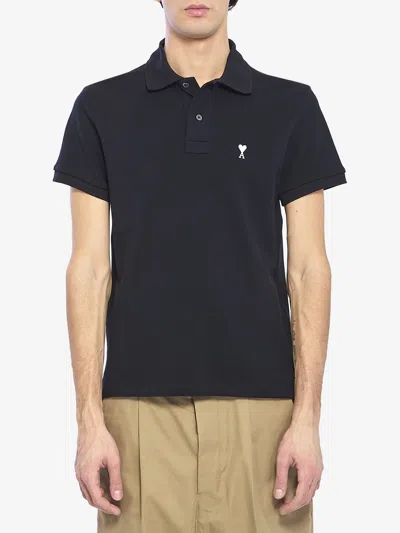 Ami Alexandre Mattiussi Black Polo Shirt With Ami De Coeur Logo Embroidered On The Front In Cotton Man In Multi