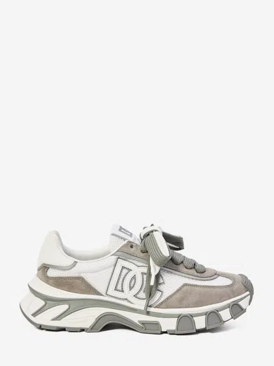 Dolce & Gabbana Dg Country Road Sneaker In Leather And Fabric In White
