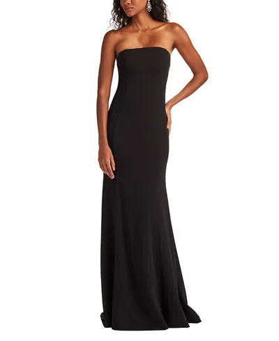 Tadashi Shoji Bow Strapless Crepe Taffeta Gown In Black
