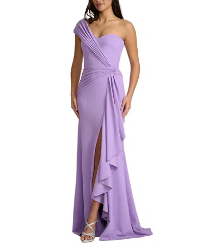 Tadashi Shoji Draped One-shoulder Maxi Dress In Purple
