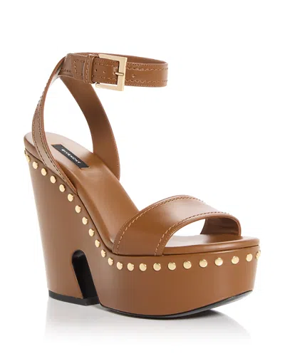 Givenchy Clog Platform Sandals In Leather With Studs Detail In Brown