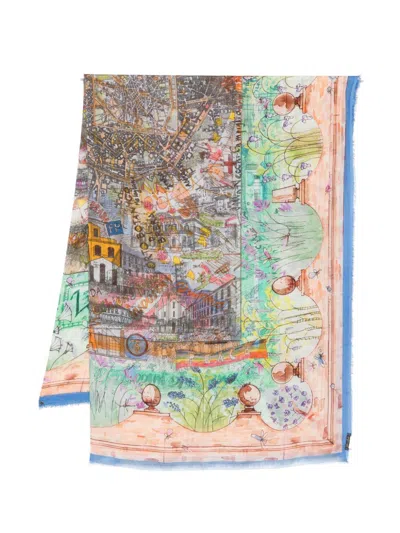 Faliero Sarti Milano Silk Blend Rectangular Stole In Multi