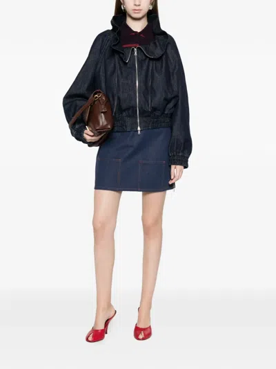 Fendi Mini Skirt With Application In Blue