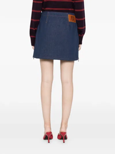 Fendi Mini Skirt With Application In Blue