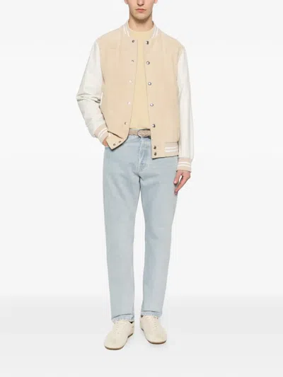 Eleventy Striped Bomber Jacket In Brown