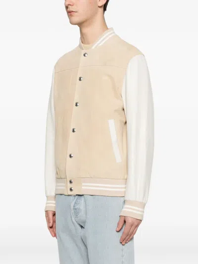 Eleventy Striped Bomber Jacket In Brown