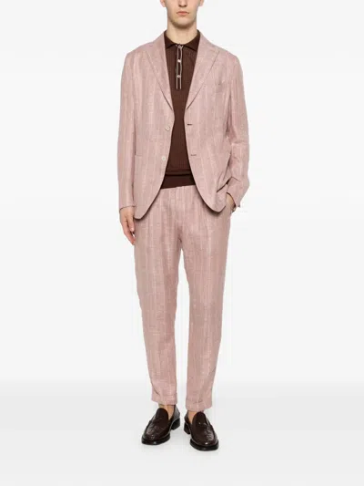 Eleventy Striped-pattern Suit In Pink