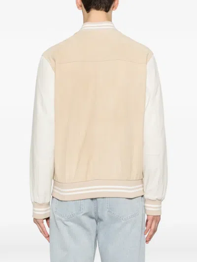 Eleventy Striped Bomber Jacket In Brown