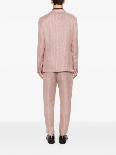 Eleventy Striped-pattern Suit In Pink