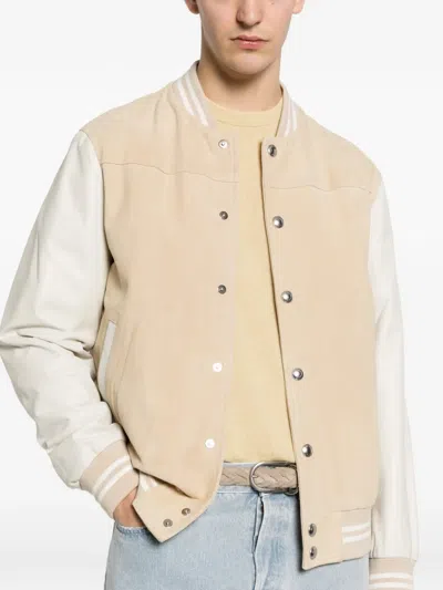 Eleventy Striped Bomber Jacket In Brown