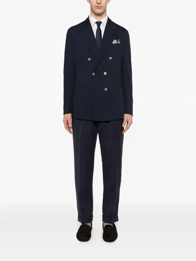 Eleventy Double-breasted Check Jacket In Metallic