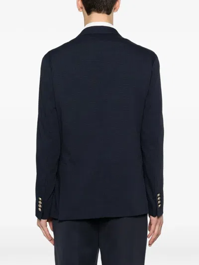 Eleventy Double-breasted Check Jacket In Metallic