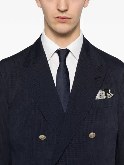 Eleventy Double-breasted Check Jacket In Metallic