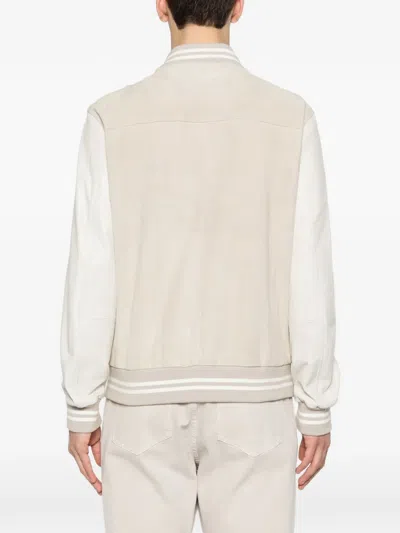 Eleventy Striped Bomber Jacket In Red