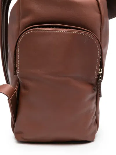 Eleventy Leather Backpack In Red