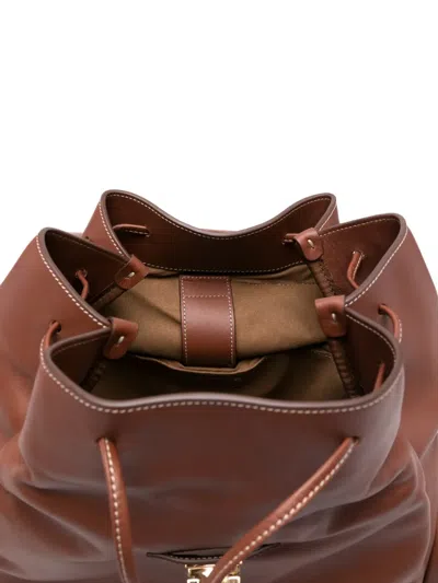 Eleventy Leather Backpack In Red