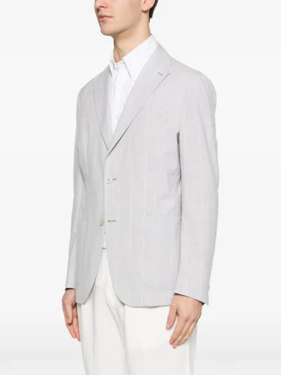 Eleventy Striped Single-breasted Blazer In Pattern