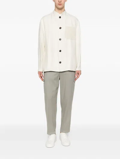 Eleventy Buttoned Patch-pocket Overshirt In White