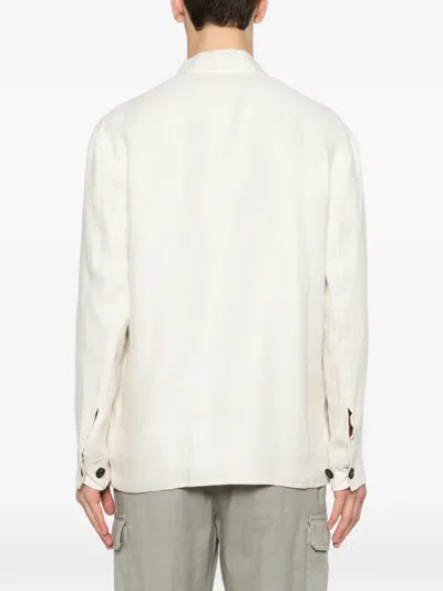 Eleventy Buttoned Patch-pocket Overshirt In White