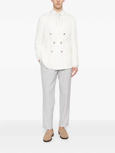 Eleventy Double-breasted Blazer In White