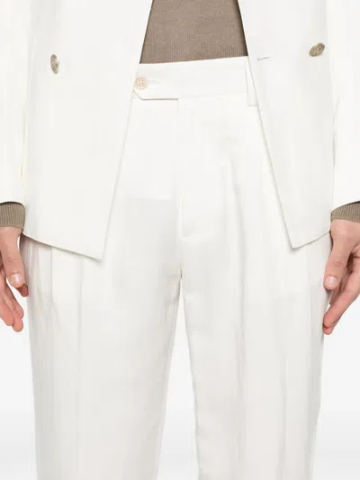 Eleventy Double-breasted Suit In White