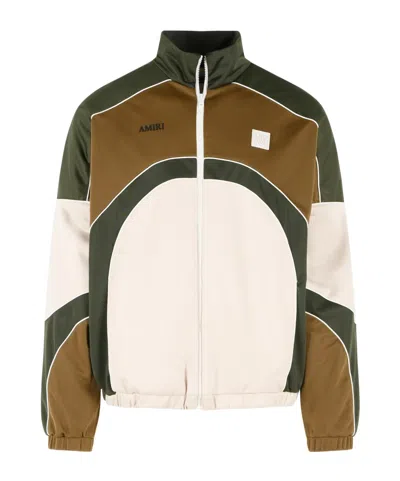 Amiri Track Polyester Cotton Jacket High Collar In Brown