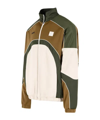 Amiri Track Polyester Cotton Jacket High Collar In Brown