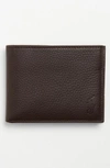 Polo Ralph Lauren Burnished Leather Window Billfold Wallet In Brown