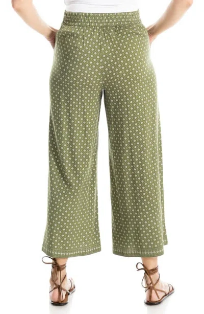 Max Studio Wide Leg Pull-on Crop Pants In Green