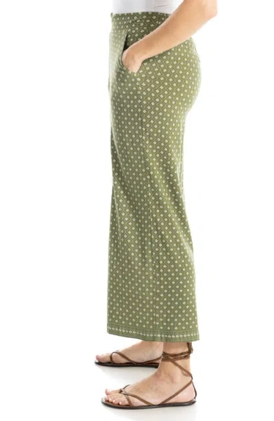 Max Studio Wide Leg Pull-on Crop Pants In Green