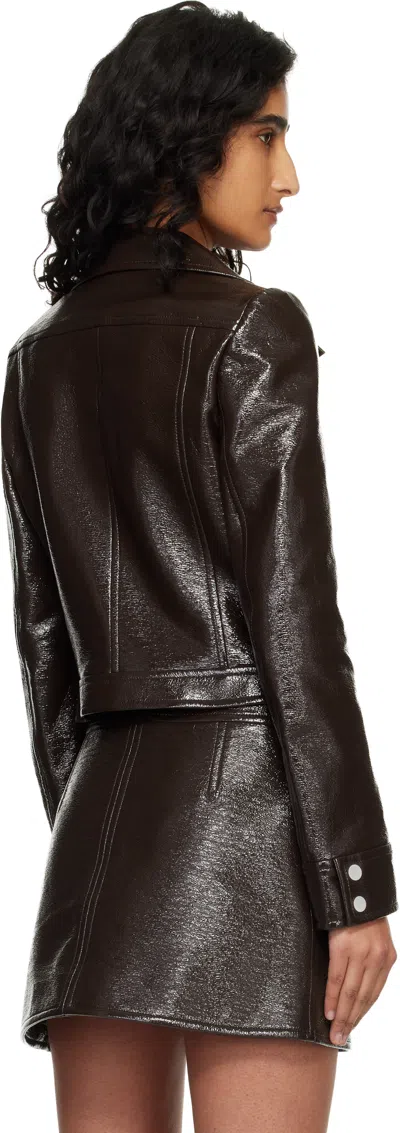 Courrèges Vinyl Blazer With Collared Neck And Long Sleeves In Burgundy