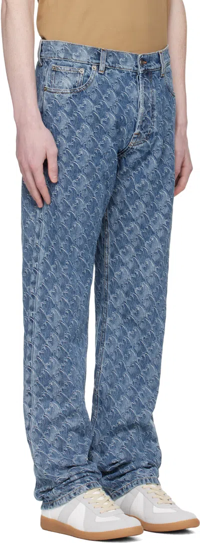 Lanvin Blue Lunar Year Jacquard Jeans In Blue