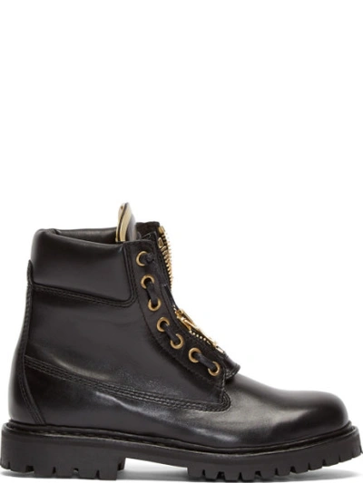 Balmain Woman Perforated Leather Boots Black