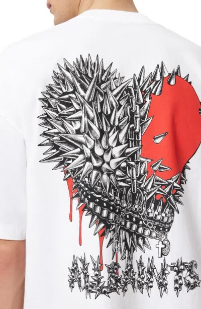 Allsaints Heart Graphic Oversized Tee In White