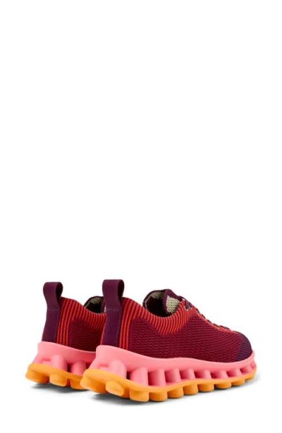 Camper Pelotissima Knitted Deep Burgundy Sneakers In Red