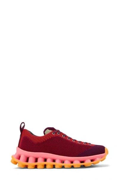 Camper Pelotissima Knitted Deep Burgundy Sneakers In Red