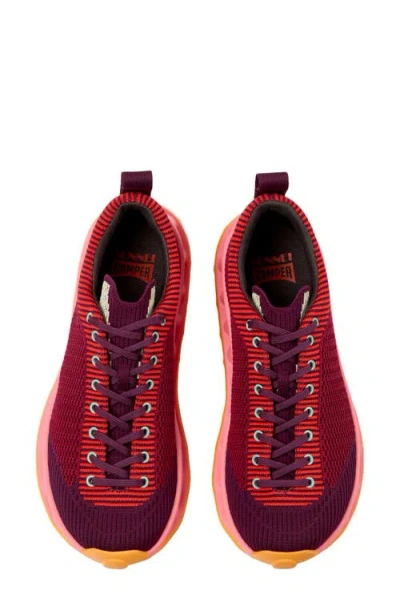 Camper Pelotissima Knitted Deep Burgundy Sneakers In Red