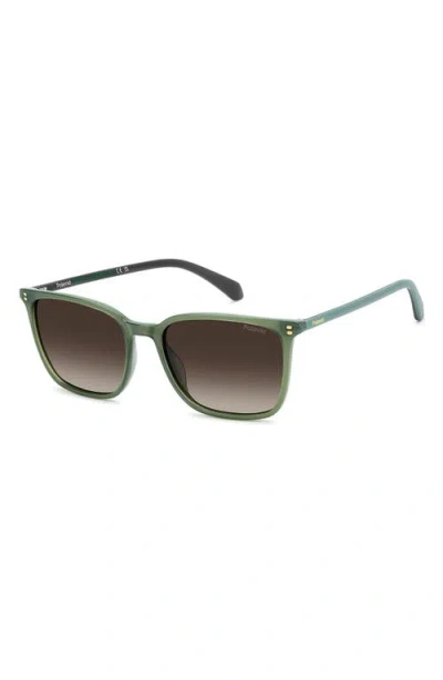 Polaroid 55mm Polarized Rectangular Sunglasses In Green