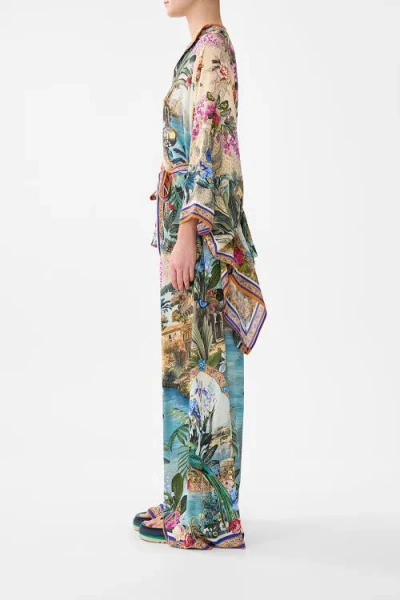 Camilla Button Through Scarf Blouse In Multi