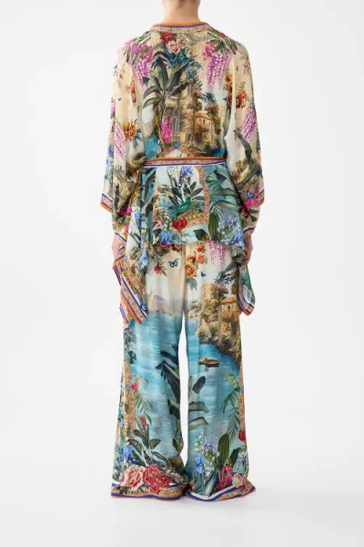 Camilla Button Through Scarf Blouse In Multi