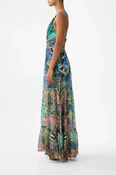 Camilla Bead Strap Gathered Panel Dress In Multi