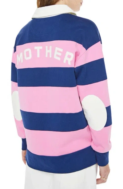 Mother Piece Huddle Long Sleeve Tee In Estate Blue And Begonia Pink In Multi