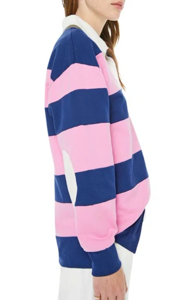 Mother Piece Huddle Long Sleeve Tee In Estate Blue And Begonia Pink In Multi