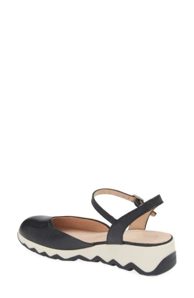 Wonders Ankle Strap Platform Ballet Pump In Black