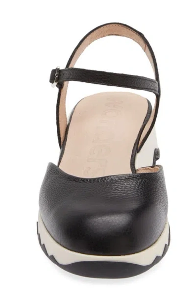 Wonders Ankle Strap Platform Ballet Pump In Black