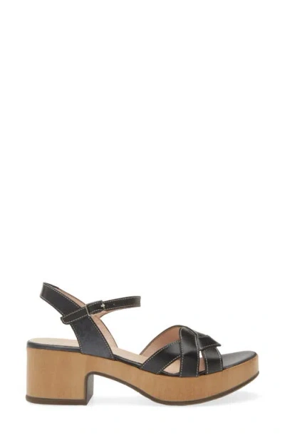 Wonders Ankle Strap Platform Sandal In Black