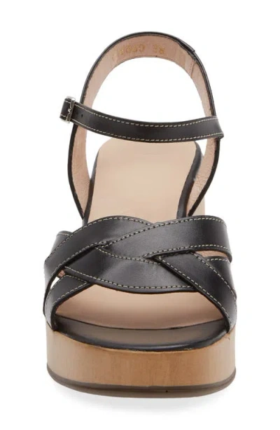 Wonders Ankle Strap Platform Sandal In Black